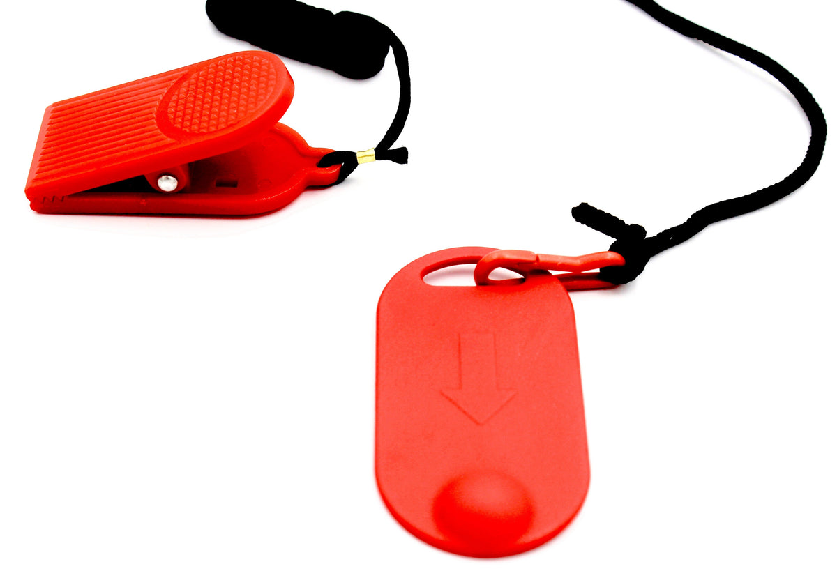 Treadmill Safety Key – 38 × 76 mm with cord and clothing clip