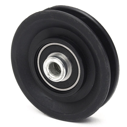 Black 60 mm cable pulley with 10 mm bore for gym equipment