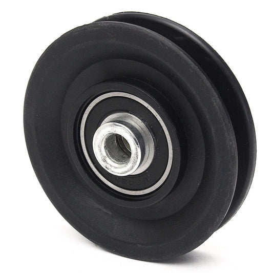 Black 73 mm cable pulley with 10 mm bore for gym equipment